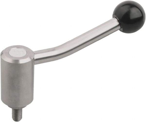 KIPP - M12, Stainless Steel Threaded Stud Adjustable Clamping Handle - 100mm OAL, 58.5mm High - USA Tool & Supply