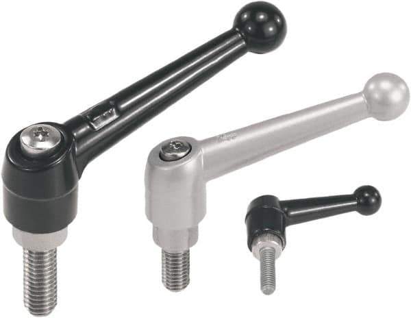 KIPP - M10, Zinc Threaded Stud Adjustable Clamping Handle - 73mm OAL, 49.5mm High - USA Tool & Supply