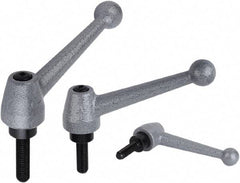 KIPP - 1/2-13, Stainless Steel Threaded Stud Adjustable Clamping Handle - 1.9685" Thread Length, Metallic Handle with Threaded Stud - USA Tool & Supply
