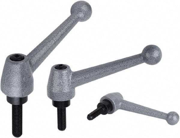 KIPP - M12, Stainless Steel Threaded Stud Adjustable Clamping Handle - 2.3622" Thread Length, Metallic Handle with Threaded Stud - USA Tool & Supply