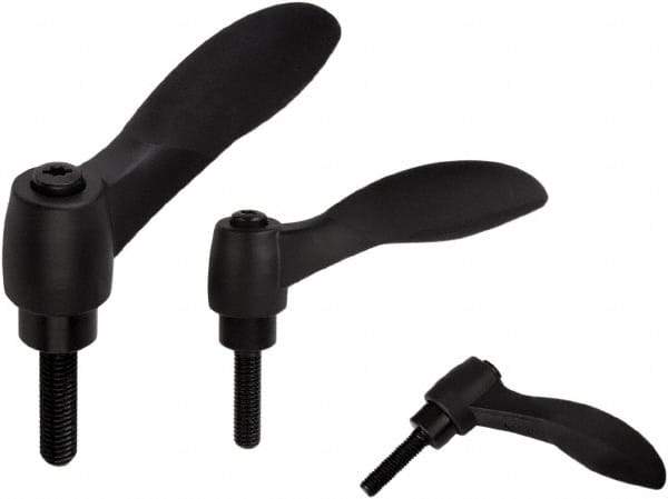 KIPP - M8, Fiberglass Reinforced Plastic & Thermoplastic SEBS Threaded Stud Adjustable Clamping Handle - 74.4mm OAL, 45.2mm High - USA Tool & Supply
