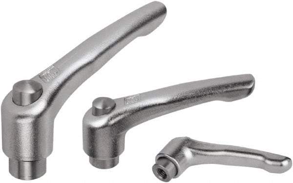 KIPP - 1/4-20, Stainless Steel Threaded Hole Adjustable Clamping Handle - 74.5mm OAL, 45.5mm High - USA Tool & Supply