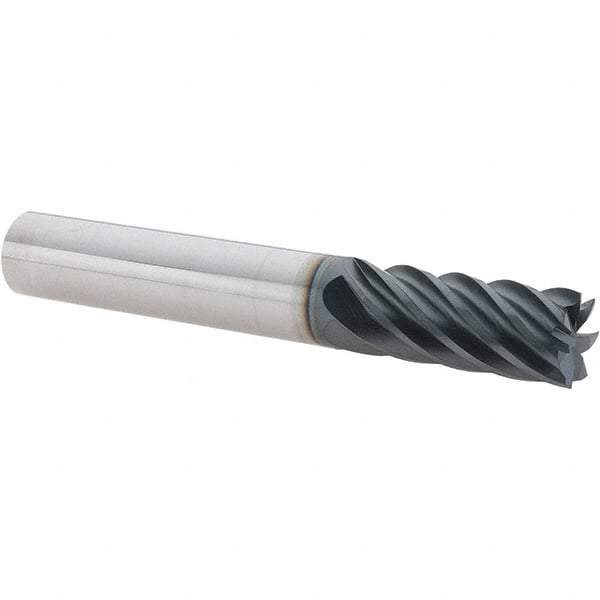 Iscar - 7 Flute Solid Carbide Roughing & Finishing Corner Radius End Mill - TiAlN Finish, Straight Shank, 37° Helix, Non-Centercutting, Regular Length - USA Tool & Supply
