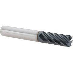 Iscar - 7 Flute Solid Carbide Roughing & Finishing Corner Radius End Mill - TiAlN Finish, Straight Shank, 37° Helix, Non-Centercutting, Regular Length - USA Tool & Supply