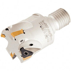 Iscar - 32mm Cut Diam, 8mm Max Depth of Cut, 60mm OAL, Indexable Square Shoulder Helical End Mill - HM390 TPKT 100304PDR, HM390 TPKT 1003PDR Inserts, M16 Modular Connection, 90° Lead Angle, Through Coolant - USA Tool & Supply