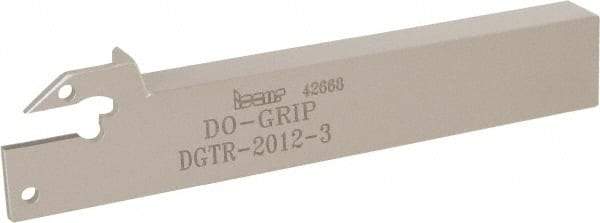 Iscar - External Thread, 1.378" Max Depth of Cut, 3mm Min Groove Width, 125mm OAL, Right Hand Indexable Grooving Cutoff Toolholder - 20mm Shank Height x 12mm Shank Width, DGN/DGR/GRIP Insert Style, DGT Toolholder Style, Series Do-Grip - USA Tool & Supply