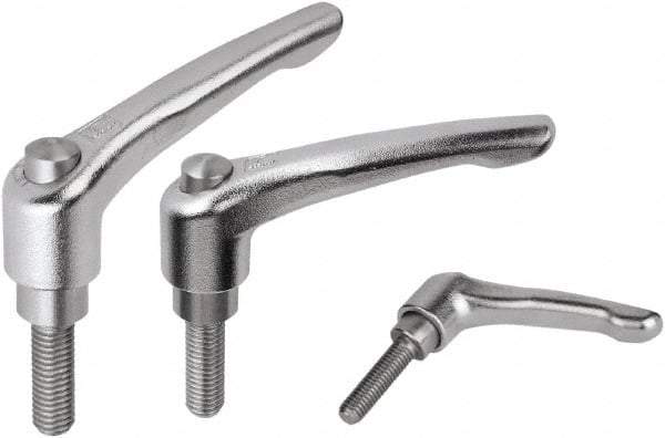 KIPP - M10, Stainless Steel Threaded Stud Adjustable Clamping Handle - 91mm OAL, 58.5mm High - USA Tool & Supply