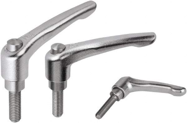 KIPP - M10, Stainless Steel Threaded Stud Adjustable Clamping Handle - 74.5mm OAL, 45.5mm High - USA Tool & Supply