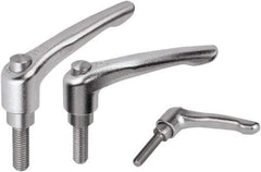 KIPP - M10, Stainless Steel Threaded Stud Adjustable Clamping Handle - 74.5mm OAL, 45.5mm High - USA Tool & Supply