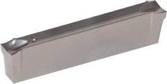 Iscar - DGR2200 JS IC354 Grade, 0.0866" Cutting Width, Carbide Cutoff Insert - Right Hand Lead Angle, 0.0008" Cnr Rad, TiN/TiCN Coated, Double End - USA Tool & Supply