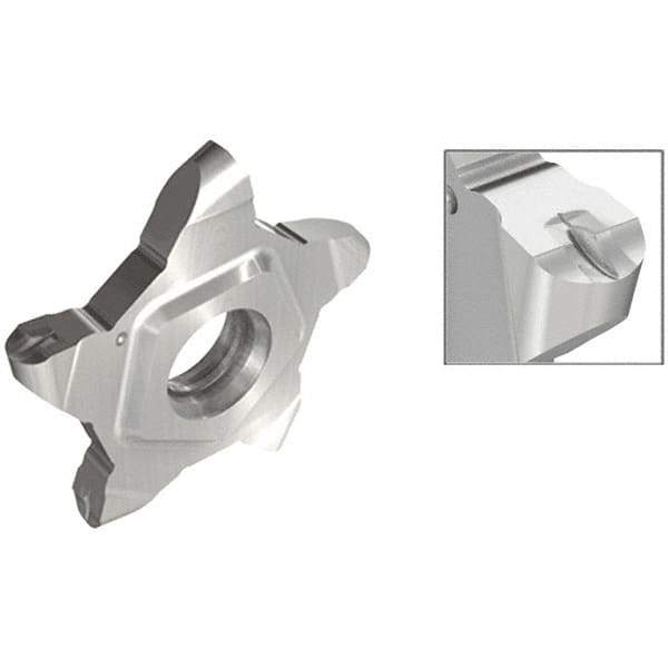 Iscar - PENTA24N318 J IC908 Grade, 0.1252" Cutting Width, Carbide Cutoff Insert - Neutral Lead Angle, 0.0626" Cnr Rad, TiN/TiAlN Coated - USA Tool & Supply