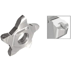 Iscar - PENTA24N318 J IC908 Grade, 0.1252" Cutting Width, Carbide Cutoff Insert - Neutral Lead Angle, 0.0626" Cnr Rad, TiN/TiAlN Coated - USA Tool & Supply
