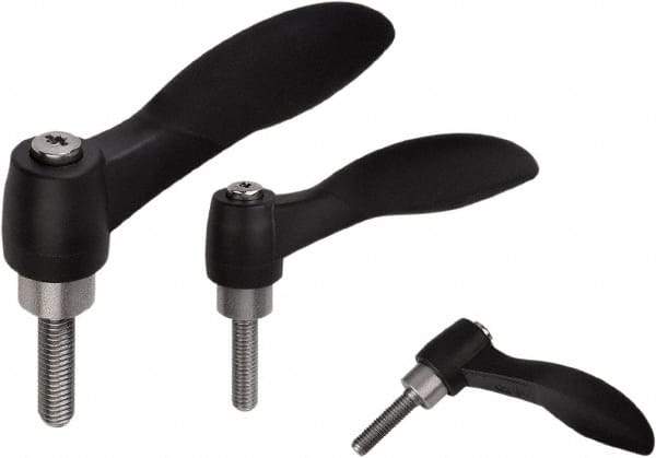 KIPP - M6, Fiberglass Reinforced Plastic & Thermoplastic SEBS Threaded Stud Adjustable Clamping Handle - 74.4mm OAL, 45.2mm High - USA Tool & Supply