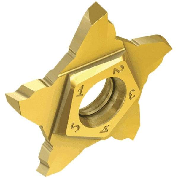 Iscar - PENTA24R150 P IC1008 Grade, 0.0591" Cutting Width, Carbide Cutoff Insert - 15° Right Hand Lead Angle, 0.002" Cnr Rad, TiAlN/TiN Coated - USA Tool & Supply