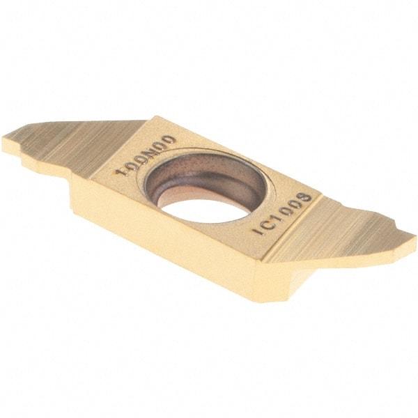 Iscar - SCIL22100 IC1008 Grade, 0.0394" Cutting Width, Carbide Cutoff Insert - Neutral Lead Angle, TiAlN/TiN Coated, Single End - USA Tool & Supply