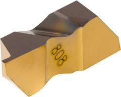 Iscar - 079009RING Grade IC808, 0.79mm Cutting Width Carbide Grooving Insert - 1.27mm Max Depth of Cut, 0.09mm Corner Radius, TiN/TiAlN Finish - USA Tool & Supply