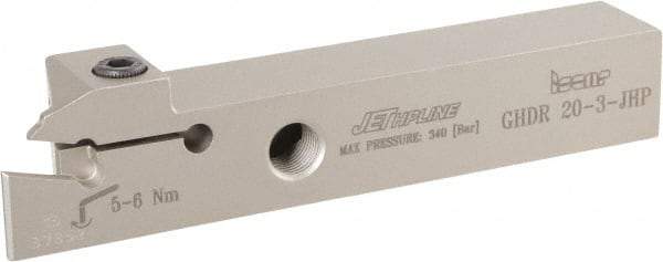 Iscar - GHD, External, Right Hand, 9mm Max Depth of Cut, 2.8 to 4mm Groove Width, Indexable Grooving Tool Holder - GI.., GPV, TIP Insert Compatibility, 20mm Shank Height, 20mm Shank Width, 120mm OAL, Through Coolant - USA Tool & Supply