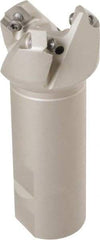 Iscar - 42° Lead Angle, 1.62" Max Cut Diam, 1-1/4" Min Cut Diam, 0.1" Max Depth of Cut, Indexable Chamfer and Angle End Mill - 3 Inserts, 4" Overall Length, Through Coolant, Weldon Flat - USA Tool & Supply