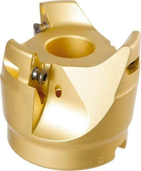 Iscar - 3 Inserts, 2-1/2" Cut Diam, 1" Arbor Diam, 0.394" Max Depth of Cut, Indexable Square-Shoulder Face Mill - 2-1/4" High, HSM90S APCR 1405.. Insert Compatibility, Through Coolant, Series Helialu - USA Tool & Supply
