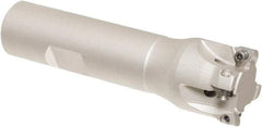 Iscar - 1" Cut Diam, 0.2" Max Depth of Cut, 3/4" Shank Diam, 3-1/2" OAL, Indexable Square Shoulder Helical End Mill - HM390 TCKT 0703PCTR Inserts, Weldon Shank, 90° Lead Angle, Through Coolant, Series HeliIQMill - USA Tool & Supply