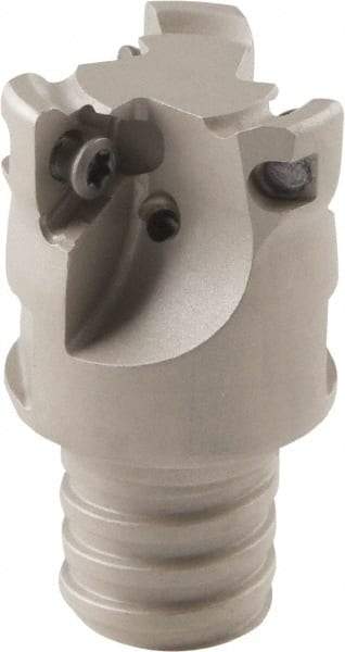 Iscar - 20mm Cut Diam, 5mm Max Depth of Cut, 33.8mm OAL, Indexable Square Shoulder Helical End Mill - HM390 TCKT 0703PCTR Inserts, T12 Modular Connection, 90° Lead Angle, Through Coolant - USA Tool & Supply