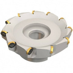 Iscar - 109.4mm Cut Diam, 31.75mm Arbor Hole, 4.6mm Max Depth of Cut, 50° Indexable Chamfer & Angle Face Mill - 7 Inserts, IQ845 SYHU 0704.. Insert, Right Hand Cut, 7 Flutes, Through Coolant, Series DoveIQMill - USA Tool & Supply