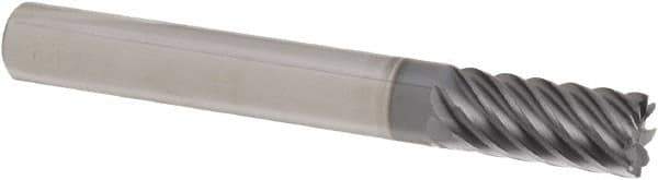 Iscar - 8 Flute Solid Carbide Roughing & Finishing Corner Chamfer End Mill - TiAlN Finish, Straight Shank, 45° Helix, Non-Centercutting, Regular Length - USA Tool & Supply