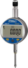 Fowler - 0 to 25mm Range, 0.0005" Graduation, Electronic Drop Indicator - Center Lug Back, Accurate to 0.0004", Inch & Metric System, LCD Display - USA Tool & Supply