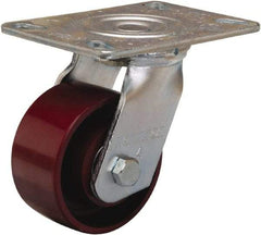 Hamilton - 4" Diam x 2" Wide x 5-5/8" OAH Top Plate Mount Swivel Caster - Cast Iron, 900 Lb Capacity, Sealed Precision Ball Bearing, 4-1/2 x 6-1/4" Plate - USA Tool & Supply