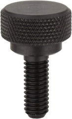 Morton Machine Works - 1/4-20 Knurled Shoulder Flat Tip Grade C-12L14 Steel Thumb Screw - 1-1/8" OAL, 3/8" Head Height - USA Tool & Supply