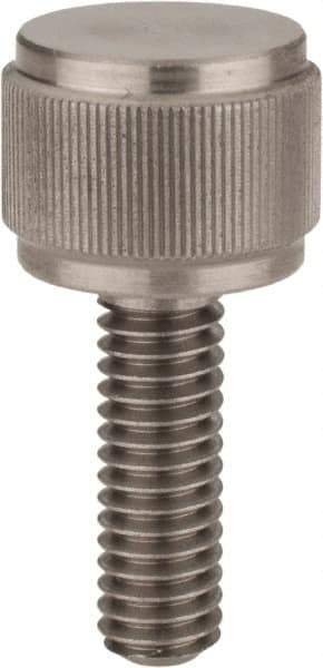 Morton Machine Works - 5/16-18 Knurled Shoulderless Flat Tip Grade 303 Stainless Steel Thumb Screw - 1-13/16" OAL, 9/16" Head Height - USA Tool & Supply