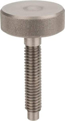 Morton Machine Works - M12x1.75 Knurled Shoulderless Dog Point Tip Grade 303 Stainless Steel Thumb Screw - 102mm OAL, 32mm Head Diam x 13mm Head Height - USA Tool & Supply