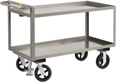 Little Giant - 2,400 Lb Capacity, 2 Shelf, Steel Shelf Truck - 36" Long x 24" Wide x 36" High, 8" Diam Mold-On Rubber Wheels - USA Tool & Supply