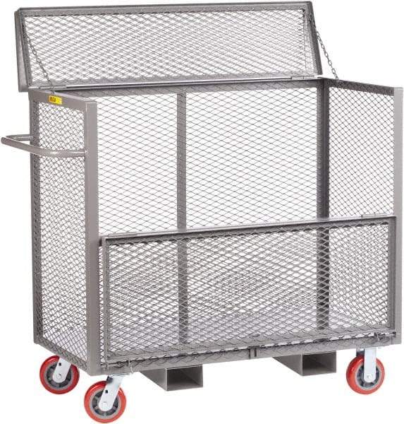 Little Giant - 3,600 Lb Capacity, 1 Shelf, 4-Sided Steel Security Truck - 60" Long x 30" Wide x 47" High, 6" Diam Polyurethane Wheels - USA Tool & Supply