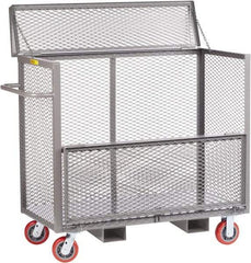 Little Giant - 3,600 Lb Capacity, 1 Shelf, 4-Sided Steel Security Truck - 60" Long x 30" Wide x 47" High, 6" Diam Polyurethane Wheels - USA Tool & Supply