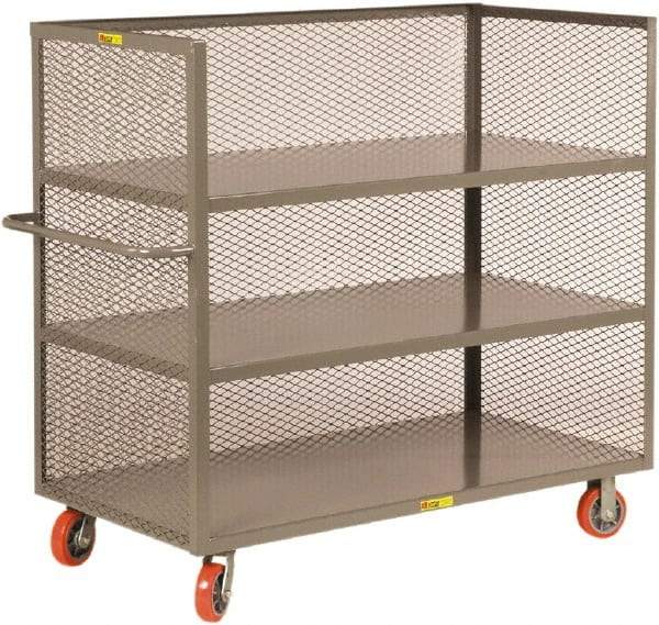 Little Giant - 3,600 Lb Capacity, 3 Shelf, 3-Sided Steel Truck - 48" Long x 24" Wide x 57" High, 6" Diam Polyurethane Wheels - USA Tool & Supply