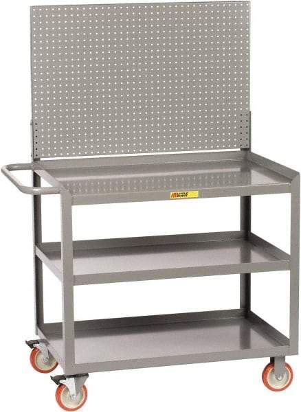 Little Giant - 1,200 Lb Capacity, 3 Shelf Mobile Workstation - 48" Wide x 24" Deep x 59-1/2" High, Steel, Gray - USA Tool & Supply