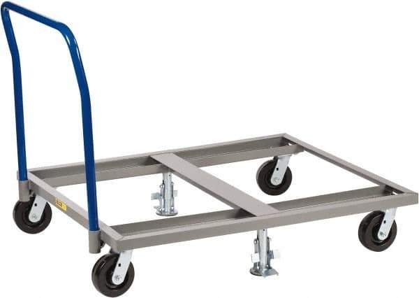 Little Giant - 3,600 Lb Capacity Steel Pallet Dolly With Handle - 48" Long x 40" Wide x 9" High, 6" Phenolic Wheels - USA Tool & Supply