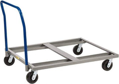 Little Giant - 3,600 Lb Capacity Steel Pallet Dolly With Handle - 48" Long x 42" Wide x 9" High, 6" Phenolic Wheels - USA Tool & Supply