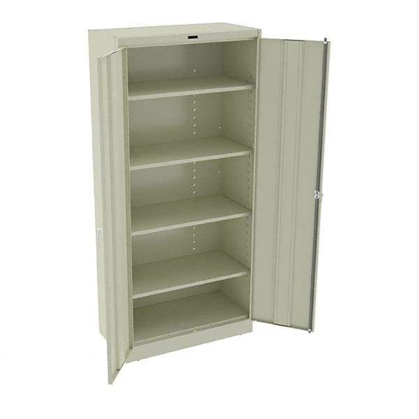 Tennsco - 5 Shelf Locking Storage Cabinet - Steel, 36" Wide x 18" Deep x 78" High, Champagne/Putty - USA Tool & Supply