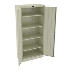 Tennsco - 5 Shelf Locking Storage Cabinet - Steel, 36" Wide x 18" Deep x 78" High, Champagne/Putty - USA Tool & Supply