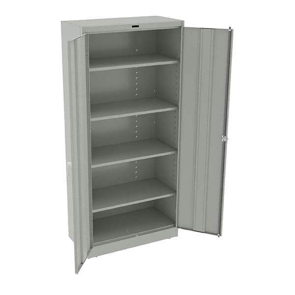 Tennsco - 5 Shelf Locking Storage Cabinet - Steel, 36" Wide x 18" Deep x 78" High, Light Gray - USA Tool & Supply