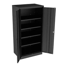 Tennsco - 5 Shelf Locking Storage Cabinet - Steel, 36" Wide x 24" Deep x 72" High, Black - USA Tool & Supply
