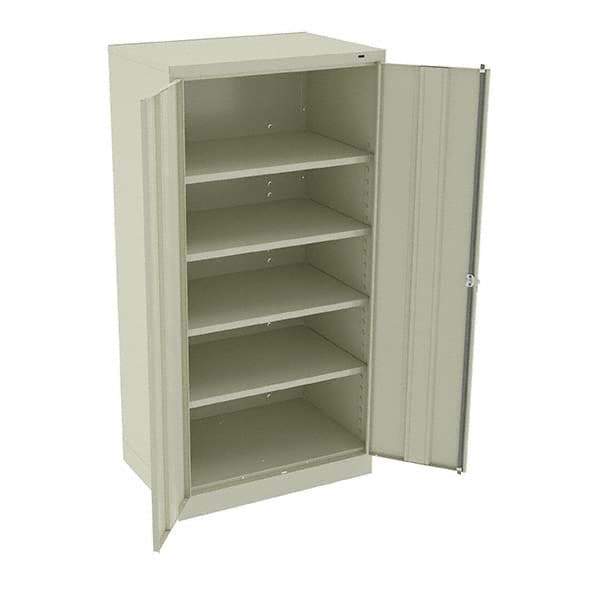 Tennsco - 5 Shelf Locking Storage Cabinet - Steel, 36" Wide x 24" Deep x 72" High, Champagne/Putty - USA Tool & Supply