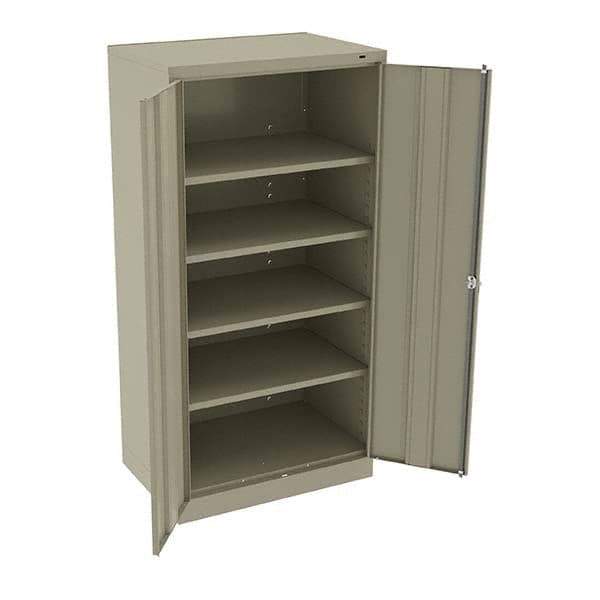 Tennsco - 5 Shelf Locking Storage Cabinet - Steel, 36" Wide x 24" Deep x 72" High, Sand - USA Tool & Supply
