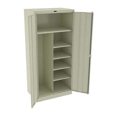 Tennsco - 6 Shelf Combination Storage Cabinet - Steel, 36" Wide x 24" Deep x 78" High, Champagne/Putty - USA Tool & Supply