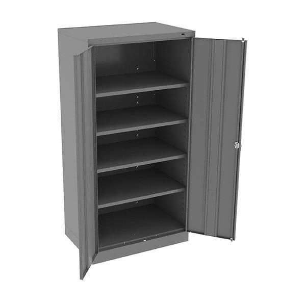 Tennsco - 5 Shelf Locking Storage Cabinet - Steel, 36" Wide x 24" Deep x 72" High, Medium Gray - USA Tool & Supply