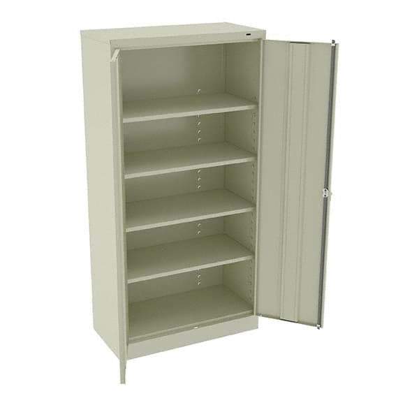 Tennsco - 5 Shelf Locking Storage Cabinet - Steel, 36" Wide x 18" Deep x 72" High, Champagne/Putty - USA Tool & Supply