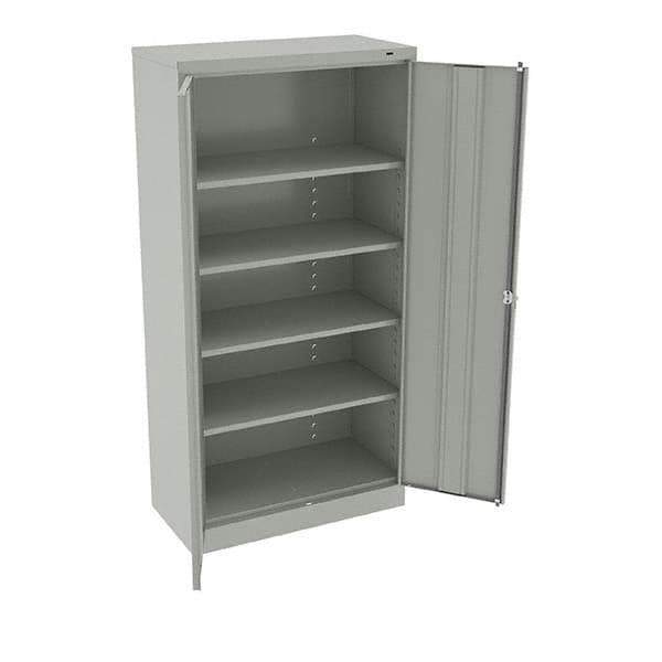 Tennsco - 5 Shelf Locking Storage Cabinet - Steel, 36" Wide x 18" Deep x 72" High, Light Gray - USA Tool & Supply