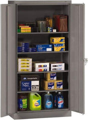 Tennsco - 5 Shelf Locking Storage Cabinet - Steel, 36" Wide x 18" Deep x 72" High, Medium Gray - USA Tool & Supply